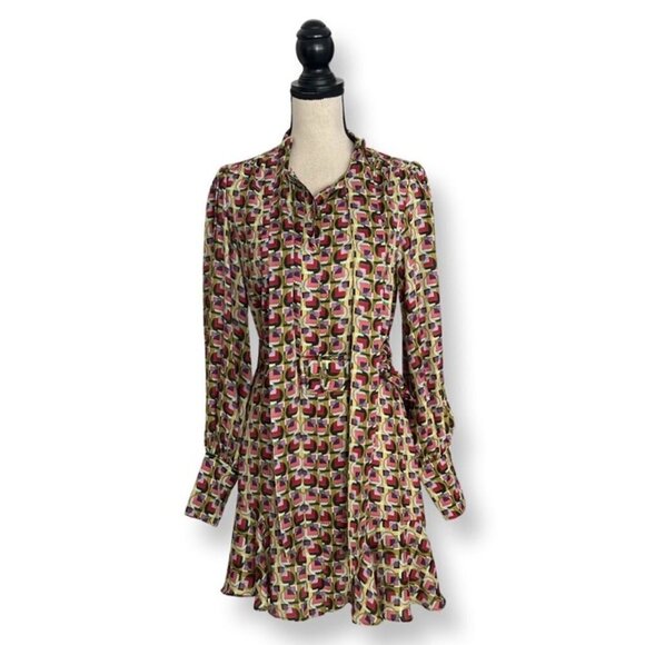 Alexis retro geometric print mini dress size M